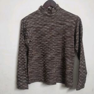 Light Woollen Shimmer High Neck Top