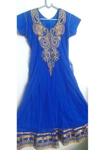 Blue Netted Anarkali