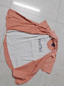 Salmon Short Sleeve Shirt w/ Tee - Size M