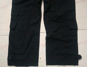 Black Cargo Capri Pants