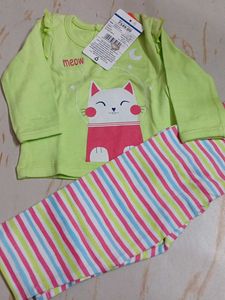 3-6 mnth new Cute Cat Print Cotton Pajama Set