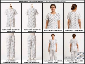 Floral Print Cotton Night Suit Set