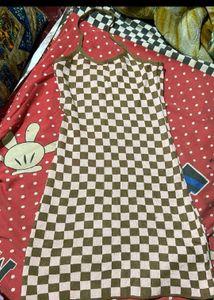Checkerboard Knit Halter Dress