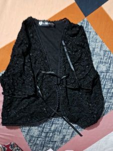 Elegant Black Lace Bolero Crop Shrug