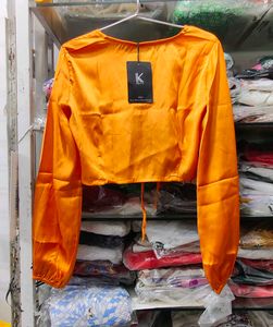 S and M size Satin Ruched Crop Top
