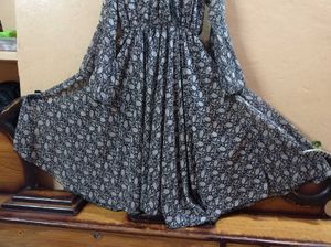 Elegant Black &amp; White Printed Gown