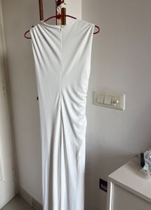 Elegant Ruched White Maxi Dress