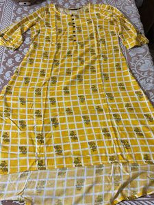 Yellow Printed Kurta
