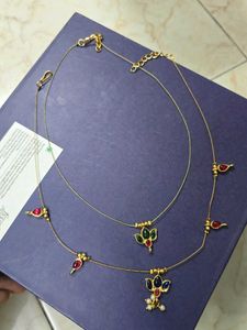 Gold Necklace with Gemstone Pendants