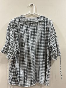 Chic Checked Collared Top