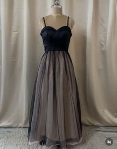 Elegant Black &amp; Nude Tulle Gown
