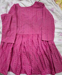 Vibrant Pink Printed short kurti