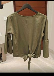 Chic Olive Green Bell Sleeve Top