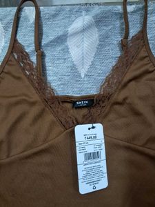 Olive Green Lace Trim Cami Tank