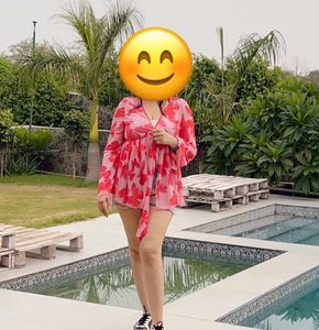 Pink Butterfly Print Tie-Front Top