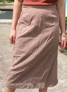 Nude Tweed Midi Skirt
