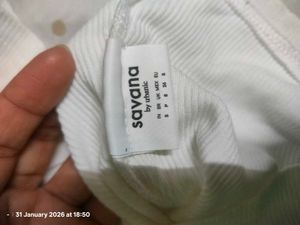 White Graphic Ribbed T-shirt