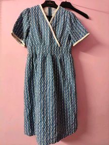 Blue Patterned kimono type Dress