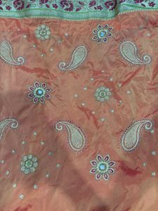 Embellished Orange Silk Saree