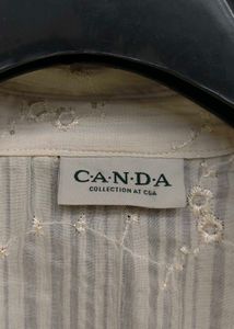 Elegant Off-White Embroidered Shirt