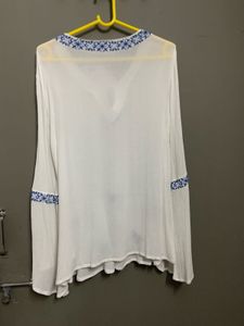 Vero Moda White Embroidered Bell Sleeve Top