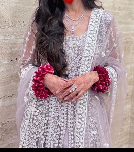 Lilac Embroidered indowestern dress