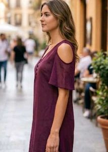 Chic Cold Shoulder Wine Dress