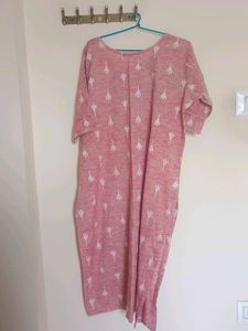Pink Embroidered Cotton Kurta