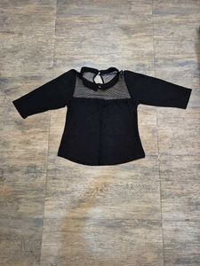 Chic Black Mesh Yoke Top
