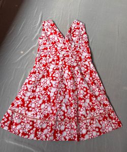 Red Floral V-Neck Dress