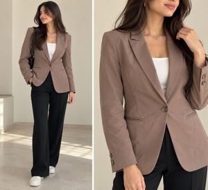 Chic Taupe Single-Button Blazer