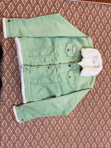 Green Sherpa Lined Denim Jacket