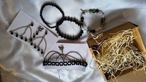 Black Bead &amp; Spider Charm Jewellery Hamper