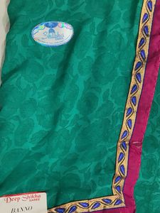 Designer Green Saree with Geometric Border