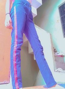 High Waist Jeans Blue Color Lining Jeans