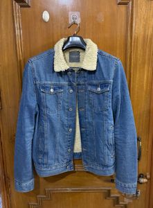 Primark Denim Jacket with Shearling Collar M