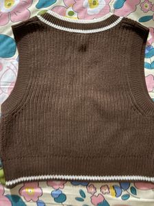 Brown V-Neck Sweater Vest