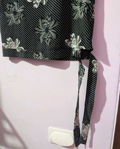 Chic Striped Floral Wrap Top