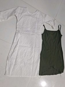 White Embroidered Kurta with Camisole