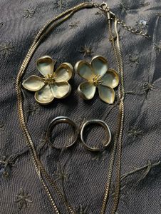Elegant Gold-Tone Flower Jewelry Set