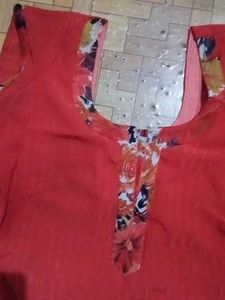 Fire Orange Trim Kurti