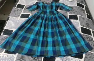 Blue Plaid Midi Dress