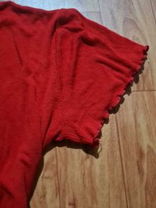 Cute Red Lettuce Trim Top