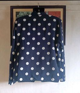 Navy Polka Dot Button-Up Shirt