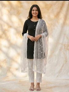 Elegant Black Kurta Set with Dupatta