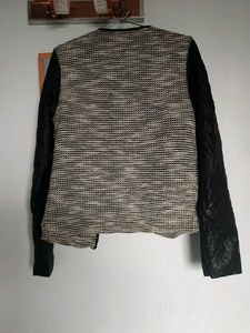 black leather sleev bommer jacket