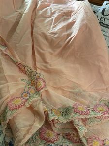 Elegant Peach Saree with Floral Embroidery