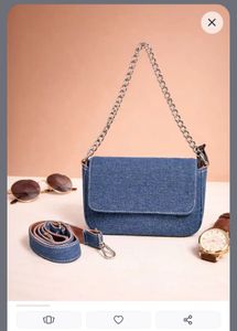 Denim Crossbody Bag with Chain Strap