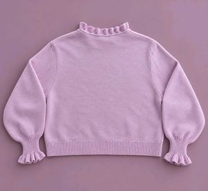 SOFT PINK RUFFLE NECK KNIT SWEATER