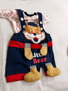Cute Little Bear Overalls Set